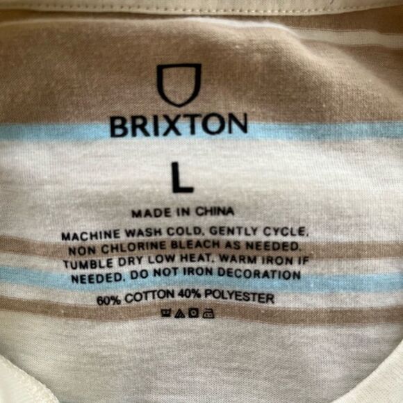 BRIXTON striped crew neck tee, cotton/polyester, size L - Picture 5 of 6